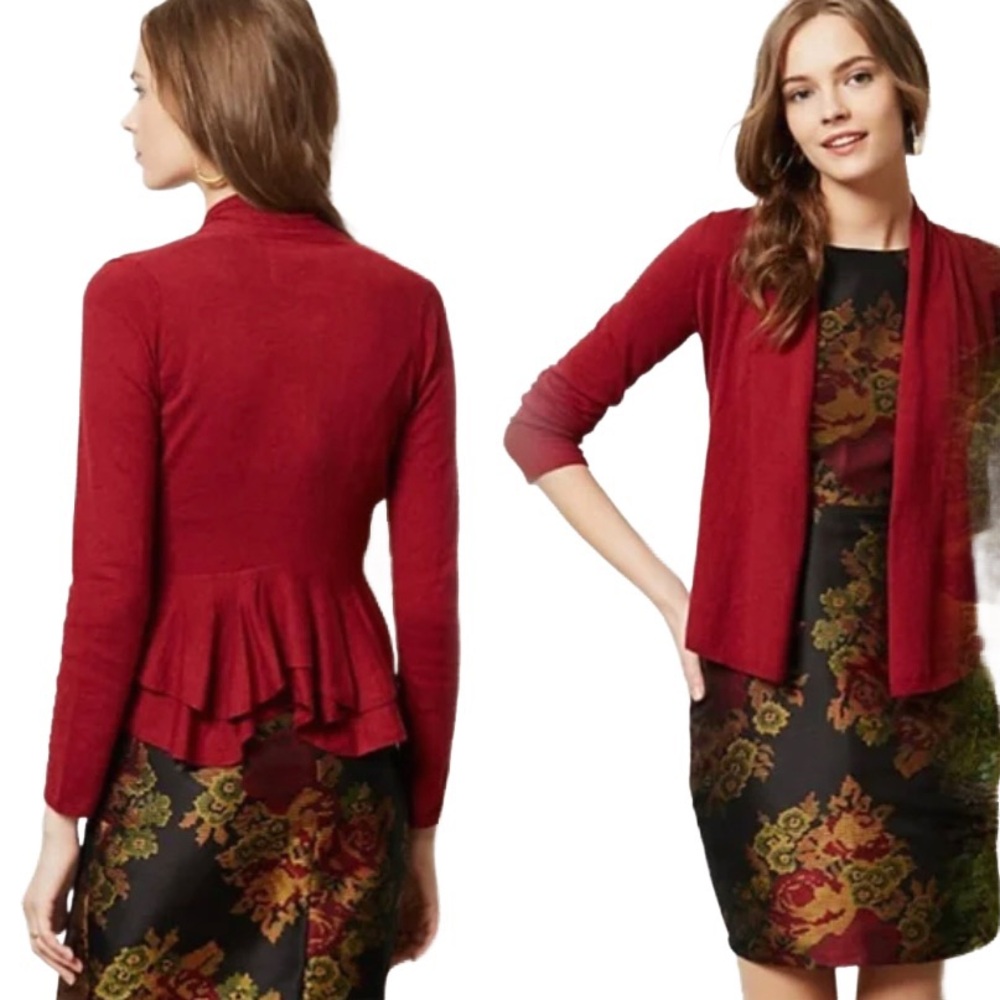 Anthropologie Angel Of The North Ruffled Cardigan Size L